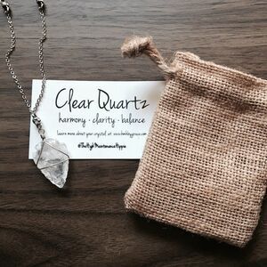 Clear Quartz Arrowhead Necklace w/ Silver Skull Details